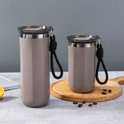 Vacuum Insulated Coffee Travle Mug Stainless Steel Thermo Bottle Cup Thermal Tumbler With Carrying Ring Flask for Hot Cold Drink