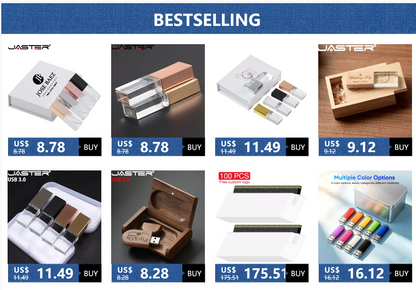 JASTER Crystal Wedding Gifts USB Flash Drives 128GB 3D Laser Engraving Custom Logo Pen Drive 64GB Photography Gift Memory Stick