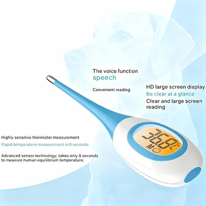 JUSTLANG Dog&Cat Thermometer Pet Fever Detection Large Digital Display Flexible Soft Tip Waterproof Veterinary Supply Animals