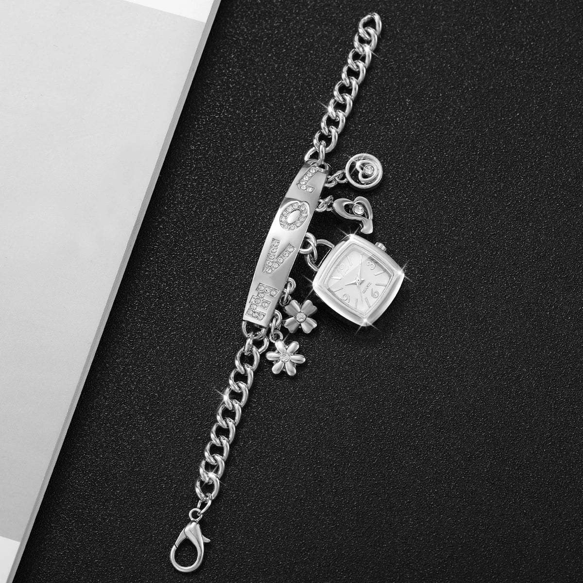 1/2PCS Women Fashion Luxury Bracelet Strap Quartz Wristwatches Set Ladies Square Arabic Numeral Dial Watch（Without Box）