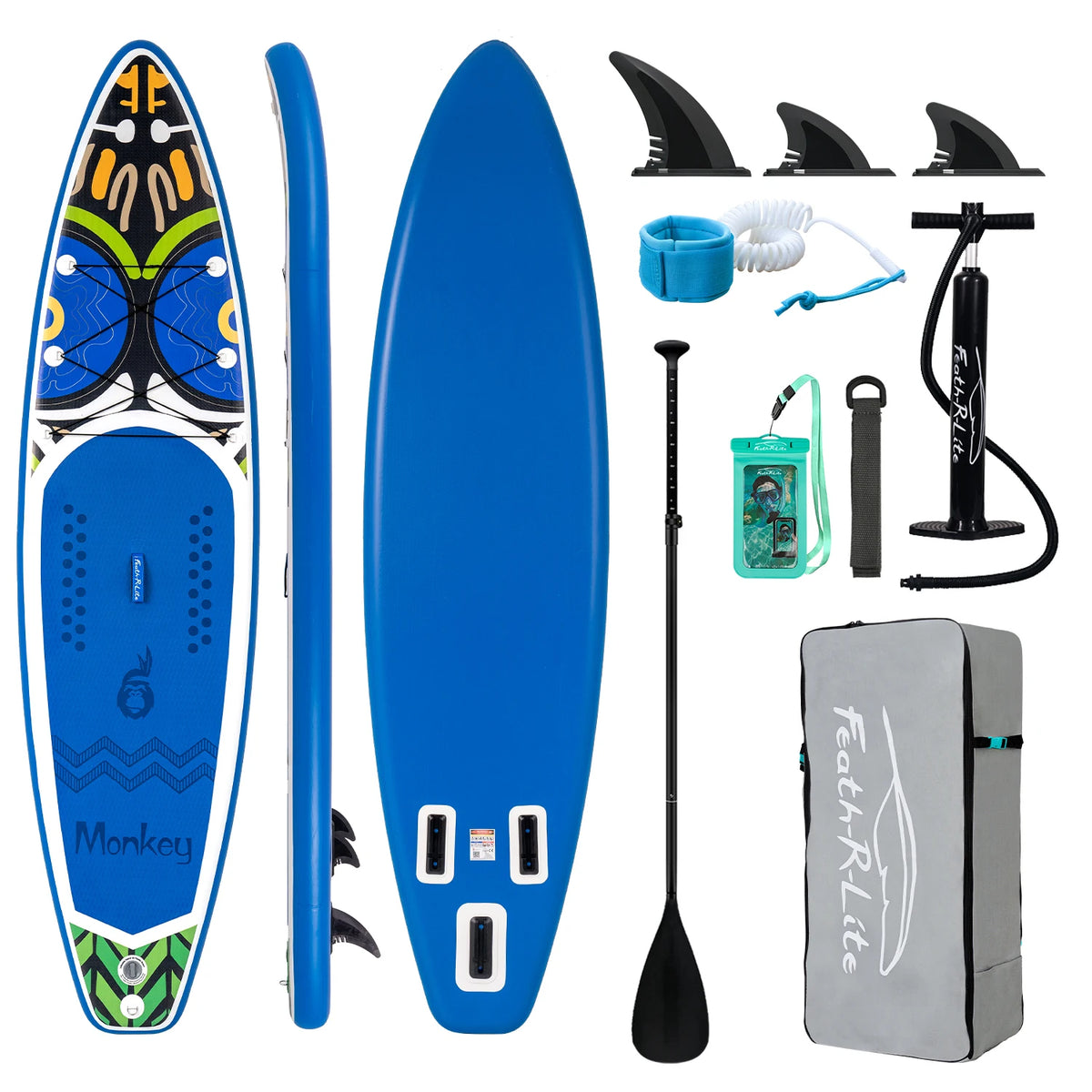 Feath-R-Lite Inflatable Stand Up Paddle Board 335cm 11 'SUP Board Monkey Design Light Weight Touring Yoga Kit
