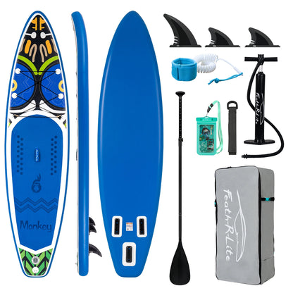 Feath-R-Lite Inflatable Stand Up Paddle Board 335cm 11 'SUP Board Monkey Design Light Weight Touring Yoga Kit