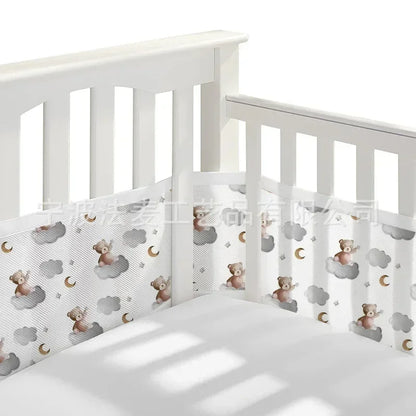Breathable Mesh Bed Liner 4 Panel Baby Cot Fence Cotton Railing Thicken Bumper One-piece Crib Around Protector Baby Room Decor