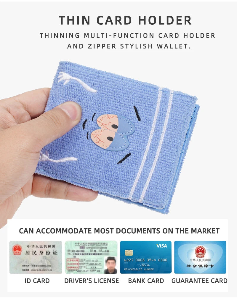 Plush Cartoon Wallet for Women Soft Fuzzy Surface with Zip PU Leather Coin Purse Closure Cute Casual Gift for Girls