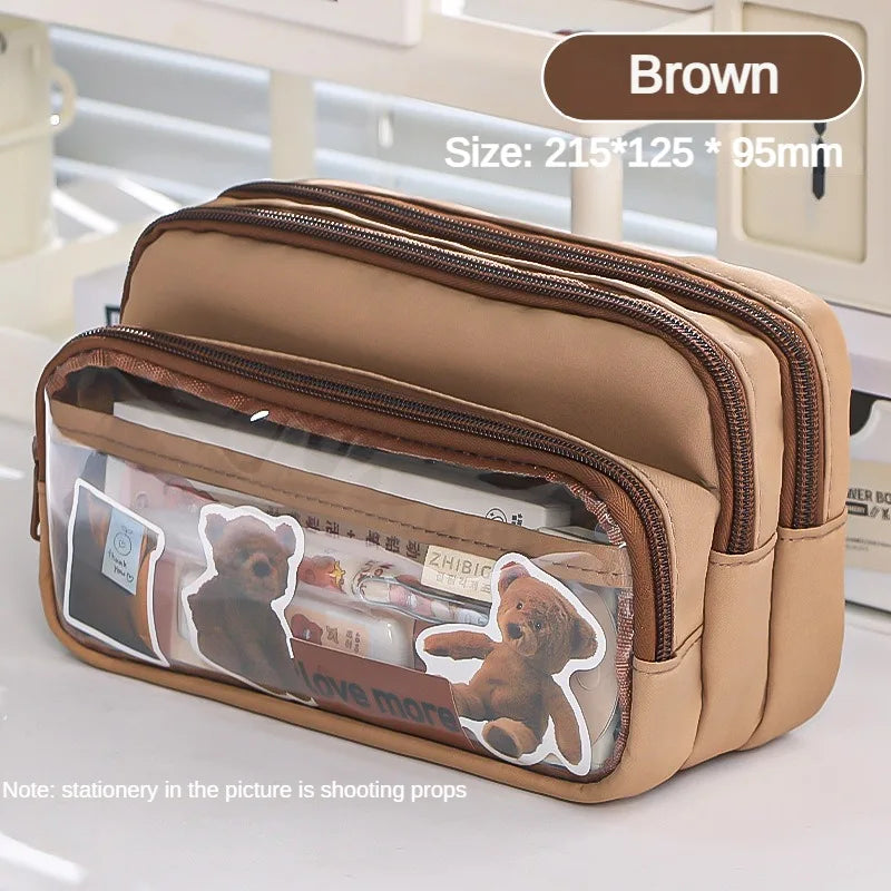 Clear Transparent Pencil Case, Large Capacity Multifunctional Stationery Storage Bag for School Students, Durable & Convenient