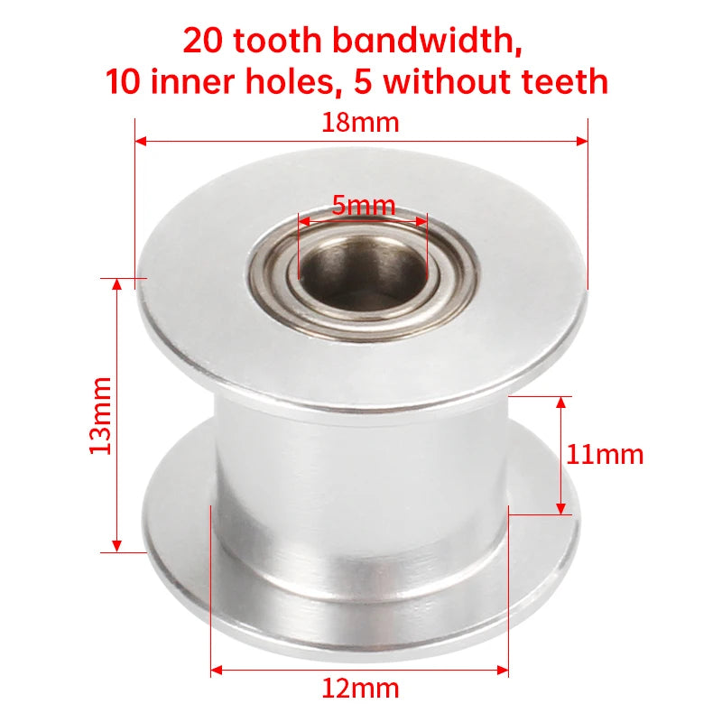 GT2 Idler Timing Pulley 16-tooth 20-Teeth with 3mm or 5mm Bore with Bearings for 3D Printer Parts Timing Belt 6mm 10mm