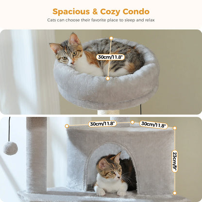 Multi-Level Cat Tree for Indoor Cats Large Cat Tower with Cozy Condo Hammock Sisal Scratching Posts Cat Scratchers Bed Cat Toys