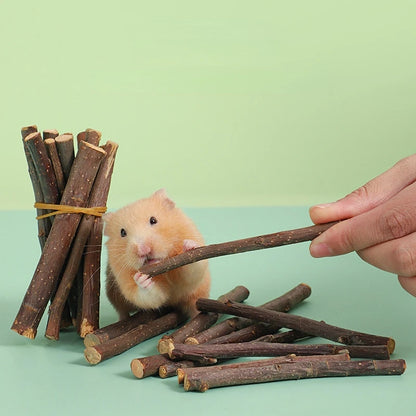 Hamster Molar Stick Toys Sweet Bamboo Stick Apple Twig Rabbit Dutch Pig Chewing Twig Nibble Small Pet Toy Dried Molar Toys 50g