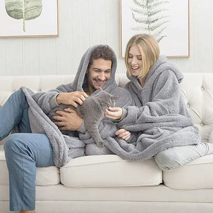 Winter Fashion Leisure Simple Hooded Sweater Warm Thick Hoodie Women Fleece Blanket With Sleeve Pocket Harajuku Trend Streetwear