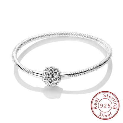 Bracelet Original 925 Sterling Silver Charm Bracelet 17-20CM Love Heart Pave Zirconia Bracelet for Women DIY Charm Jewelry Gifts