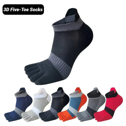 Man Toe Sport Socks Mesh Business Sweat-Absorbing Shallow Mouth Striped Fitness Travel 5 Finger Ankle Cotton Men