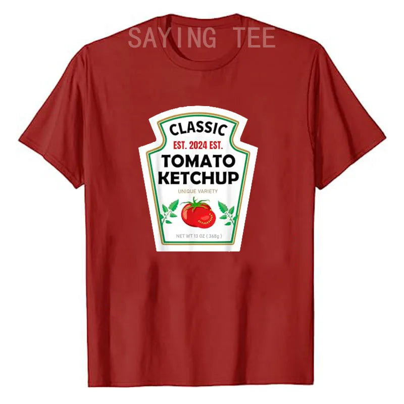 Red Ketchup Yellow Mustard DIY Costume Matching Couples Groups Halloween T-Shirt Gifts Lazy Easy Condiments Costumes Couple Tops