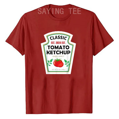 Red Ketchup Yellow Mustard DIY Costume Matching Couples Groups Halloween T-Shirt Gifts Lazy Easy Condiments Costumes Couple Tops