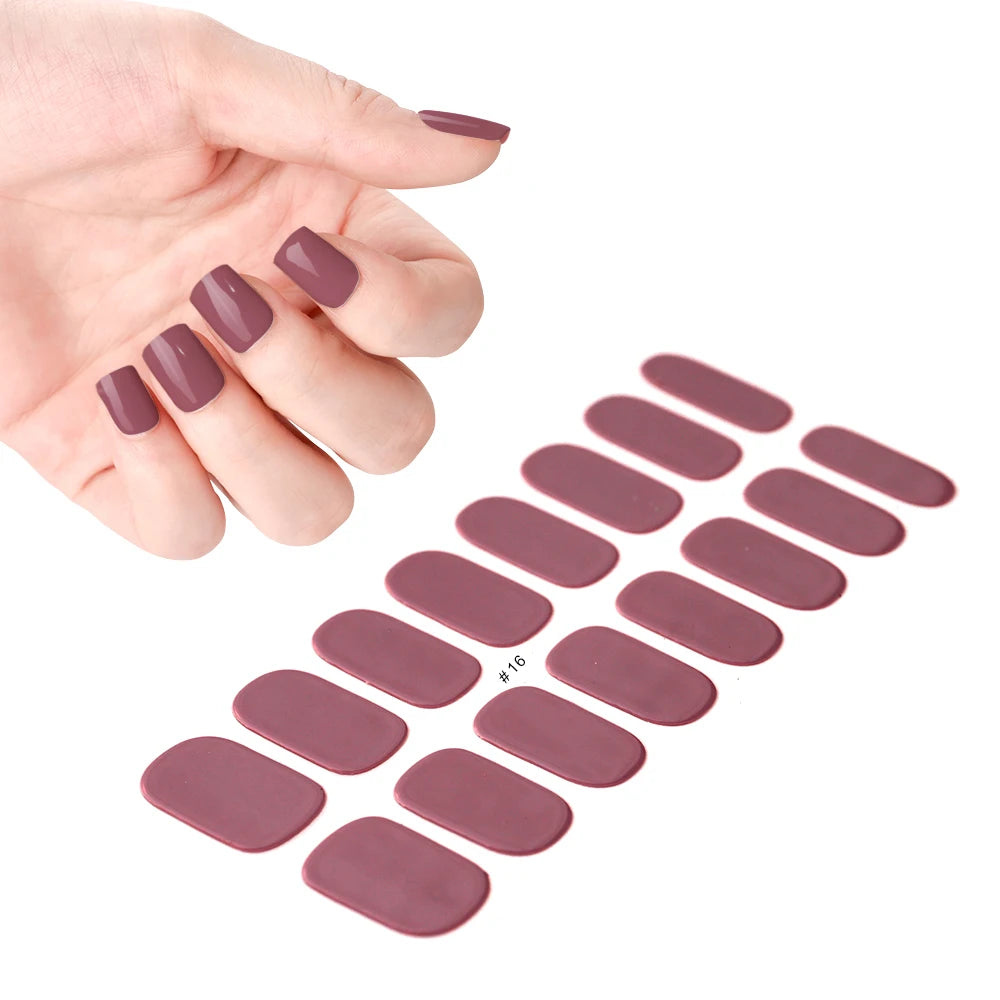 1Sheet Cured Gel Nail Strips Sticker Long-Lasting Nail Polish Strips Wraps Full Cover Gel Nail Art Stickers UV/LED Lamp Required