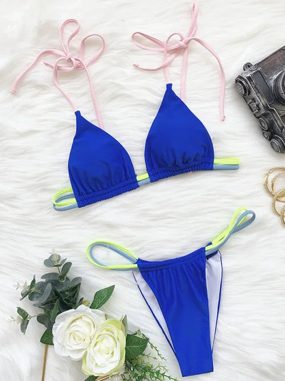 Sexy Mini Micro Thong Neon Bikini Women Brazilian Swimwear Female Swimsuit Two-pieces Bikini set High Cut Bathing Suit Swim Lady