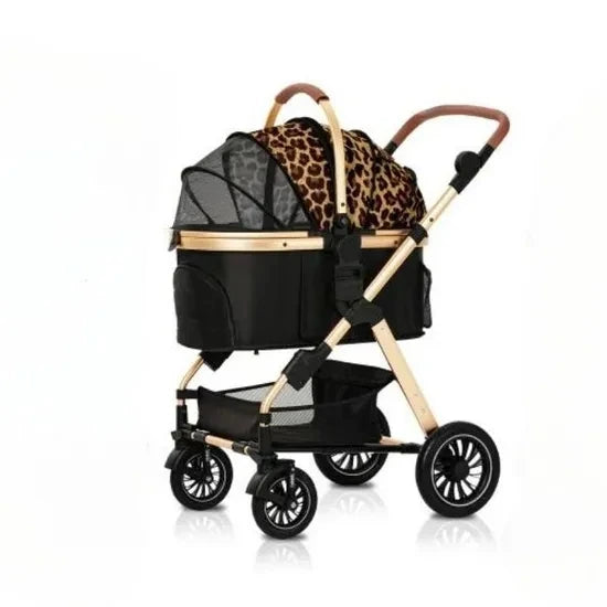 Luxury 3-in-1 Aluminum Alloy Foldable Pet Stroller Customized Dog Travel Carrier with Trolley Bag