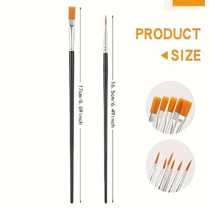 Flat And Round Paint Brushes Set,Pointed Flat Nylon Hair Brushes For Acrylic Oil Watercolor Paint Party Painting