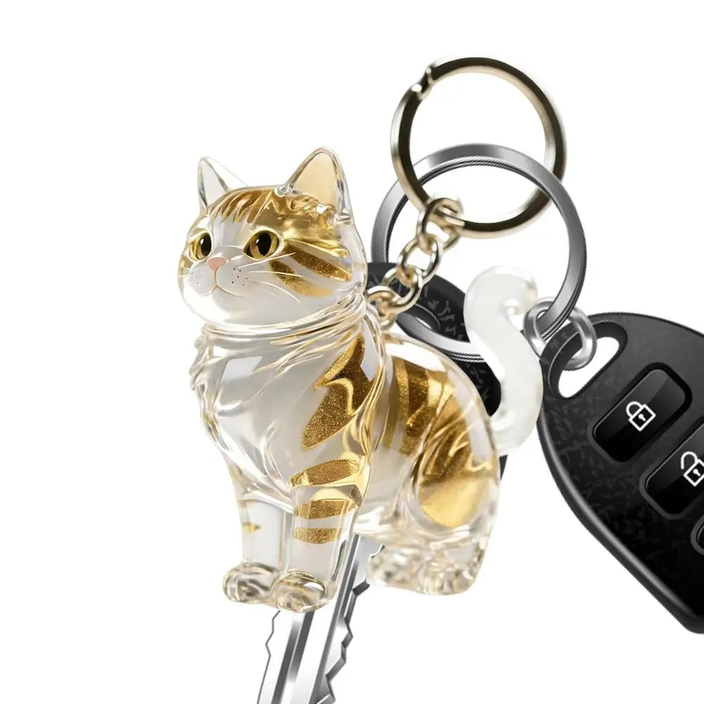Cute Animal Fur Capsule Keychain, Transparent Cat Hair Bag Pendant, Souvenir Collection and Gift Decorative Accessory