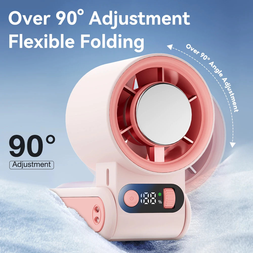 Portable Handheld Fan LED Digital Display With Refrigeration Board 90° Foldable  199Gear Strong Wind Speed 8000mAh F16