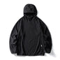 Unisex Lightweight Cloud Velvet Hooded Quick-Dry Shirt for Outdoor Sports: Classic Hood, Elastic Cuffs & Brand Logo Details