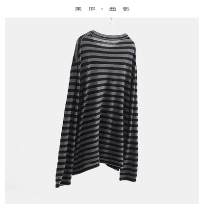 Classic Striped Long Sleeve T-Shirt Casual Versatile Knitted Pullover Top for Women 2026 Spring New Style