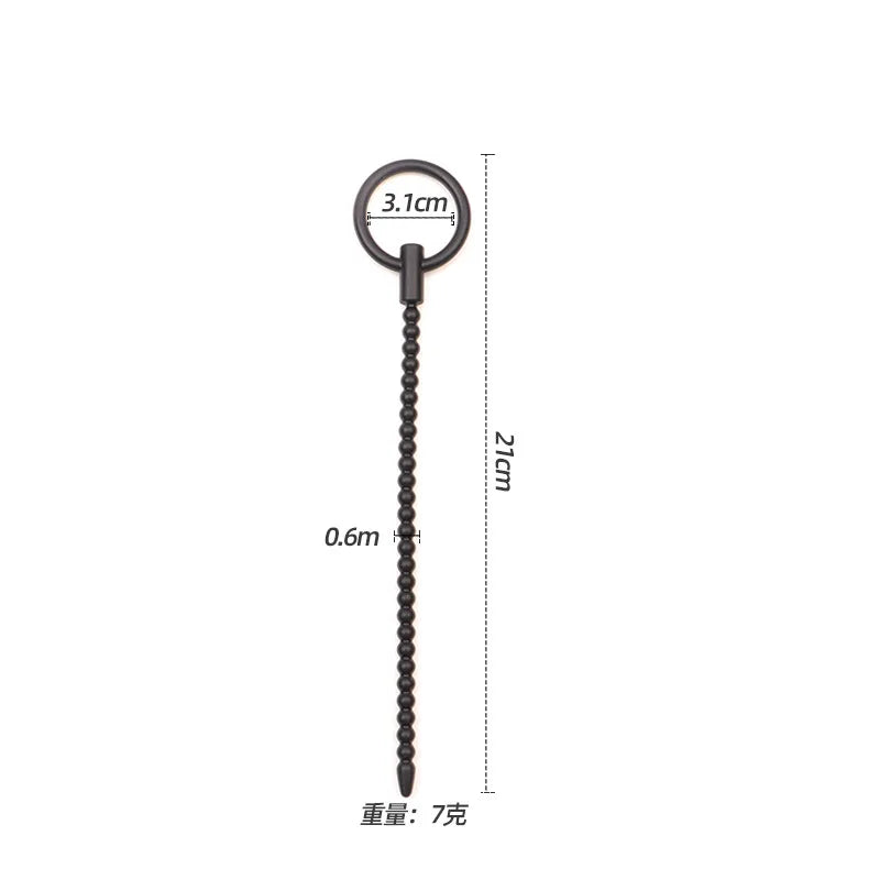 Deep Sensation Self-Discovery: 3-Piece Silicone Beaded Urethral Sound Set with Safety Pull Ring Male Intimate Penis Plug Trainer