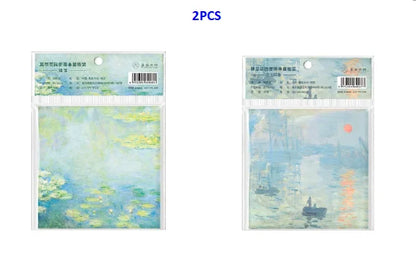 Painting Memo Pad Monet Van Gogh No-sticky Note Decal Scrapbooking DIY Notepad Diary Stationery School Supplies