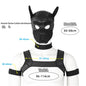 XL Large Size Puppy Cosplay Neoprene Fetish Hood Mask Kit with Chest Strap Collar Armband Sex Costumes for Bdsm Slave Role Play