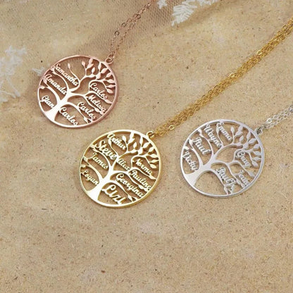 Custom Tree of Life Necklace Personalized Name Multiple Name Family Member Stainless Steel Necklace Mother's Day Gift For Mom