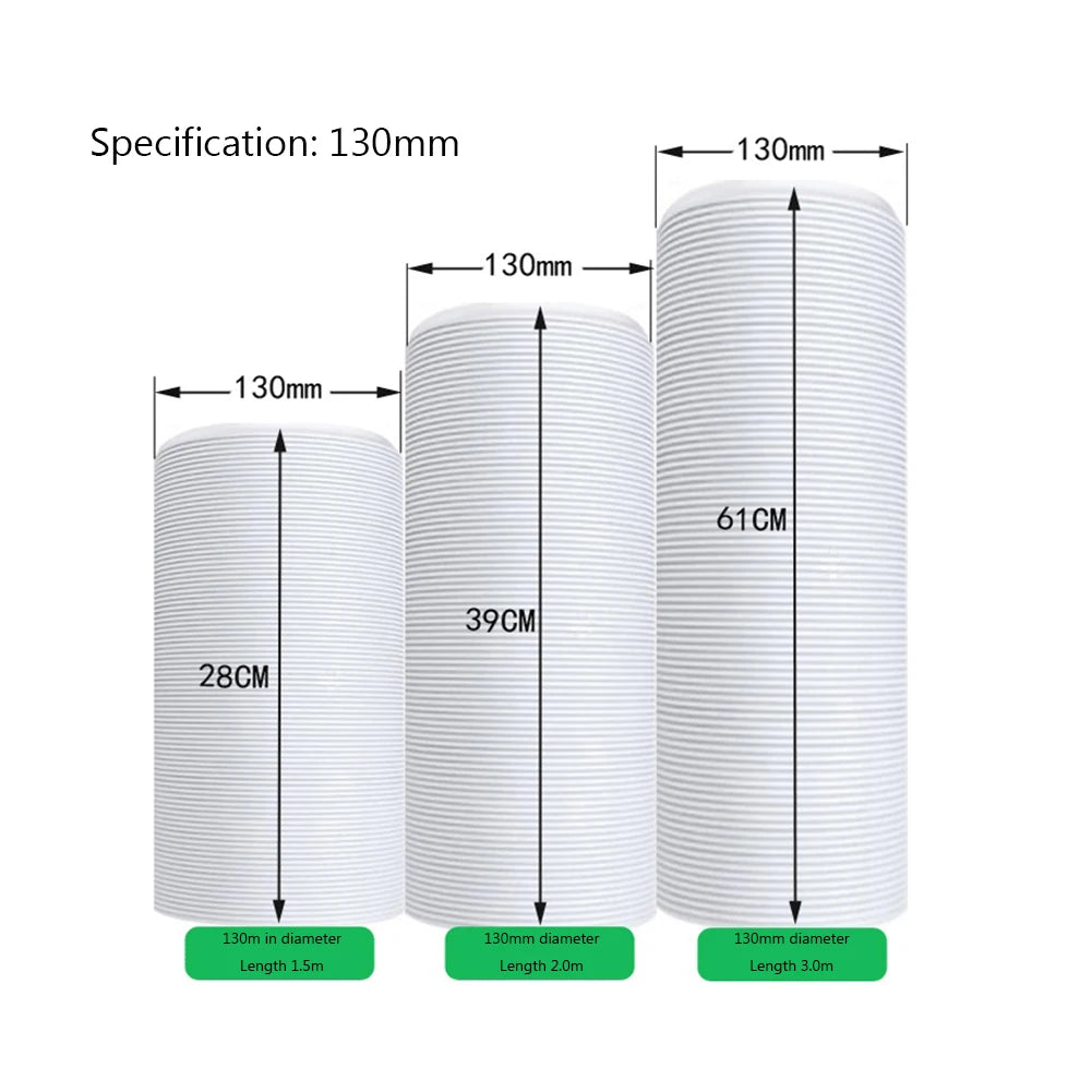 1.5/2M Portable Flexible Conditioner Exhaust Hose Tube/13/15cm Exhaust Pipe Hose Connector Interface for Mobile Air Conditioning