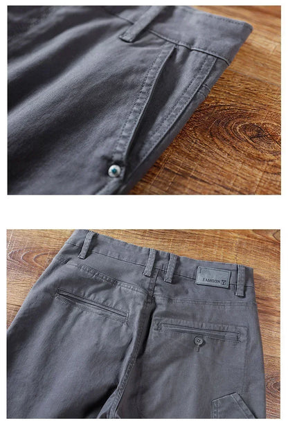Spring Autumn New Men's 97% Cotton Jogging Cargo Long Pants Retro Solid Color Korean Style Straight Loose Casual Pants Male