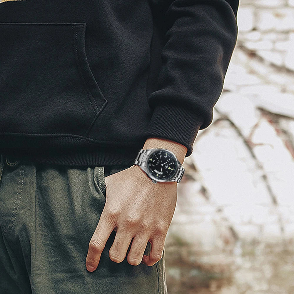 WINNER Business Automatic Watch for Men Calendar Window Fashion Black Dial Fashion Leather Strap Luxury Brand Mechanical Watches