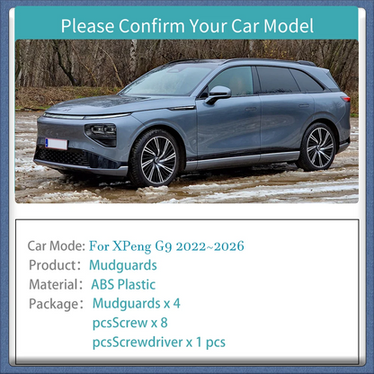 For XPeng G9 2022~2026 2023 2024 2025 Car Front Rear Wheel Mudguard Flaps Mud Skin Cover Guards Fenders Splash Parts Accessories