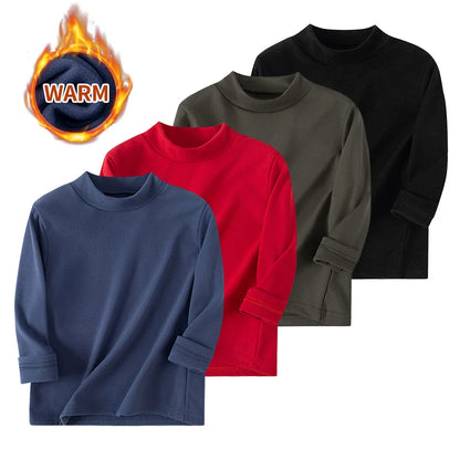 1/3/4 Pcs Children's Mid-collar Bottoming Shirt in Autumn And Winter Solid Color Joker Girls' Long sleeve T-shirt Boys' Casual S