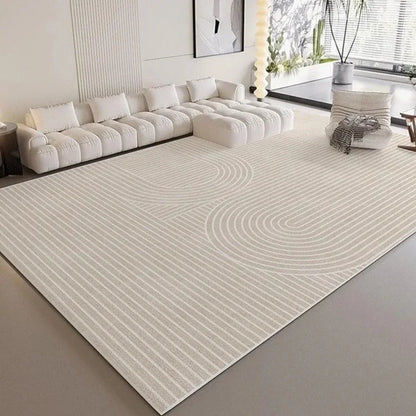 VIKAMA Wabi-Sabi Style Striped Rug Living Room Sofa & Coffee Table Mat Non-Slip & Easy-Care Bedroom & Office Rug Home Decor
