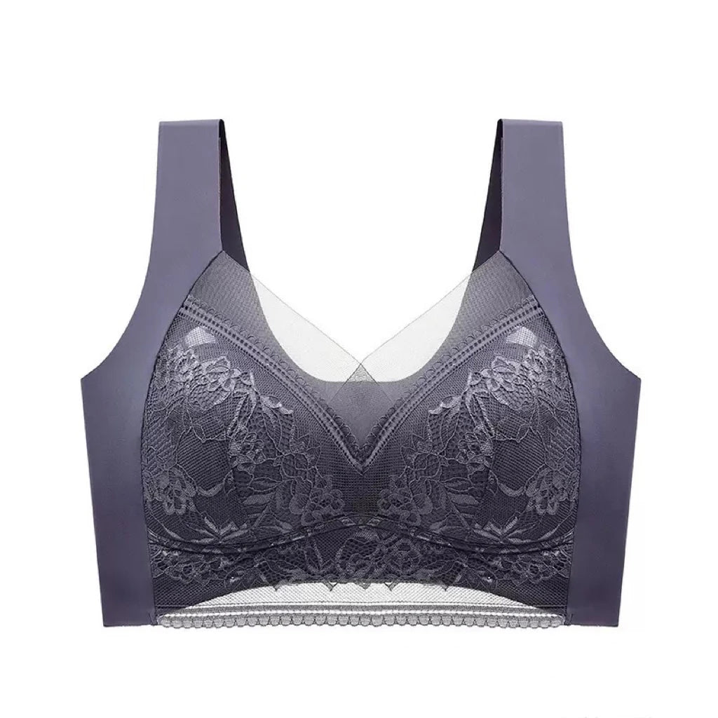 1pcs Women Lace Plus Size Bra Basic Anti Sagging Thin Vest With Padded Female Brassier Lady Ice Silk Seamless Comfort Breath Bra
