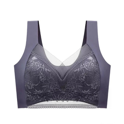 1pcs Women Lace Plus Size Bra Basic Anti Sagging Thin Vest With Padded Female Brassier Lady Ice Silk Seamless Comfort Breath Bra
