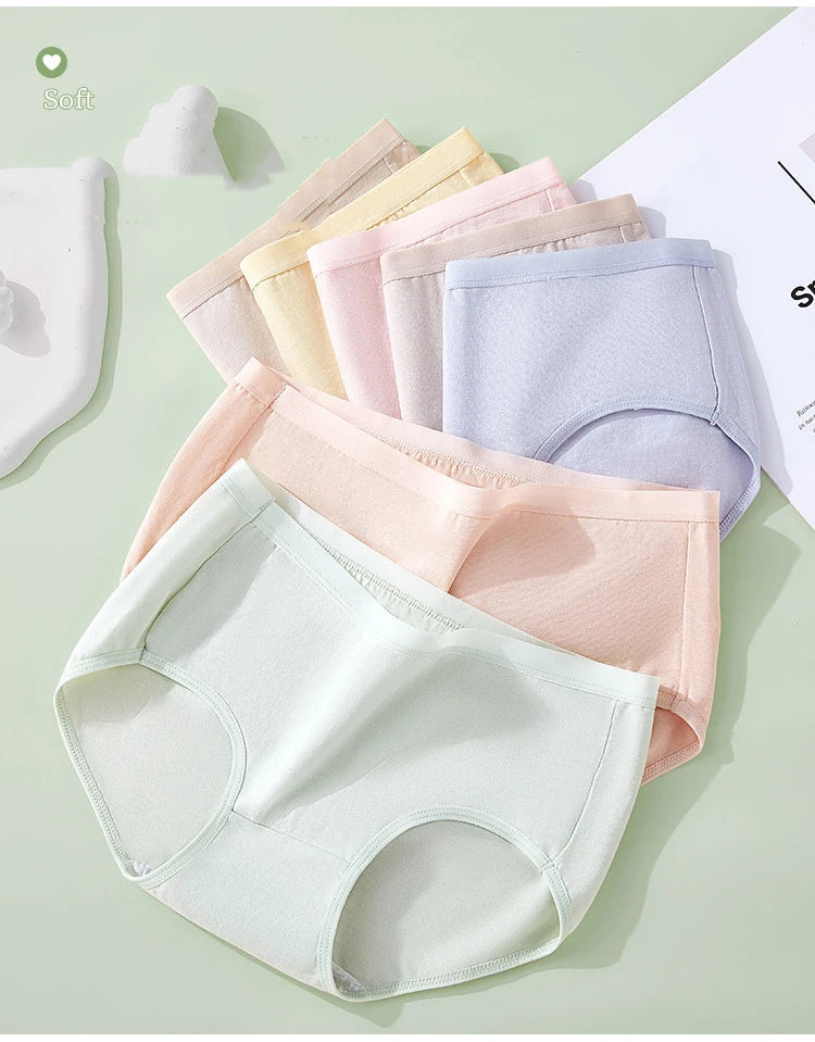 7Pcs Week Pants Cotton Women Panties Breathable Solid Underwear Cute Girls Briefs Soft Underpants Sexy Low Waist Female Lingerie