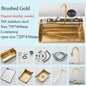 Stainless Steel Waterfall Kitchen Sink Large Single Slot Integrated Digital Display Faucet Set Soap Dispenser Cup Washer