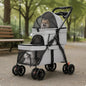 Double-Deck Pet Stroller Lockable Wheels Small Dog Feline Stroller Pet Transport Storage Pockets Removable Liner for Outdoor