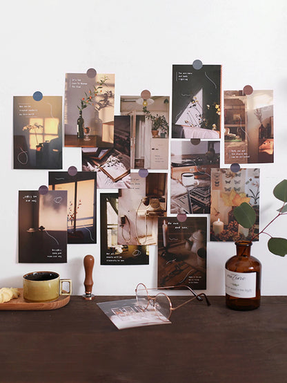 30pcs/pack Lifestyle-Themed Decorative Cards, Various Patterns, for Home Walls and Photo Frames (Includes Stickers)