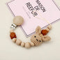 Cartoon Bunny Pacifier Chain Clip Wood Crochet Bear Teething Chain Baby Teether Soother Holder Newborn Chew Toys Pacifier Clips