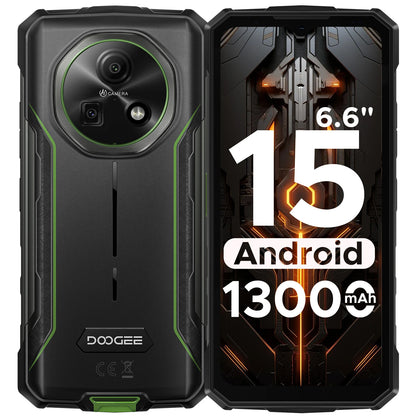 DOOGEE Fire 5 Rugged Phone 13000mAh Large Battery 6.6'' HD+ Display 12GB RAM (3GB+9GB) 64GB ROM Android 15 NFC Smartphone
