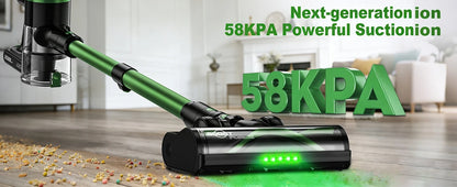 Cordless Vacuum Cleaner,Self-Standing，10-in-1/58Kpa/55Mins Stick Vacuum with LED Lighting Brush Vacuum  for Pet/Hair/Carpet