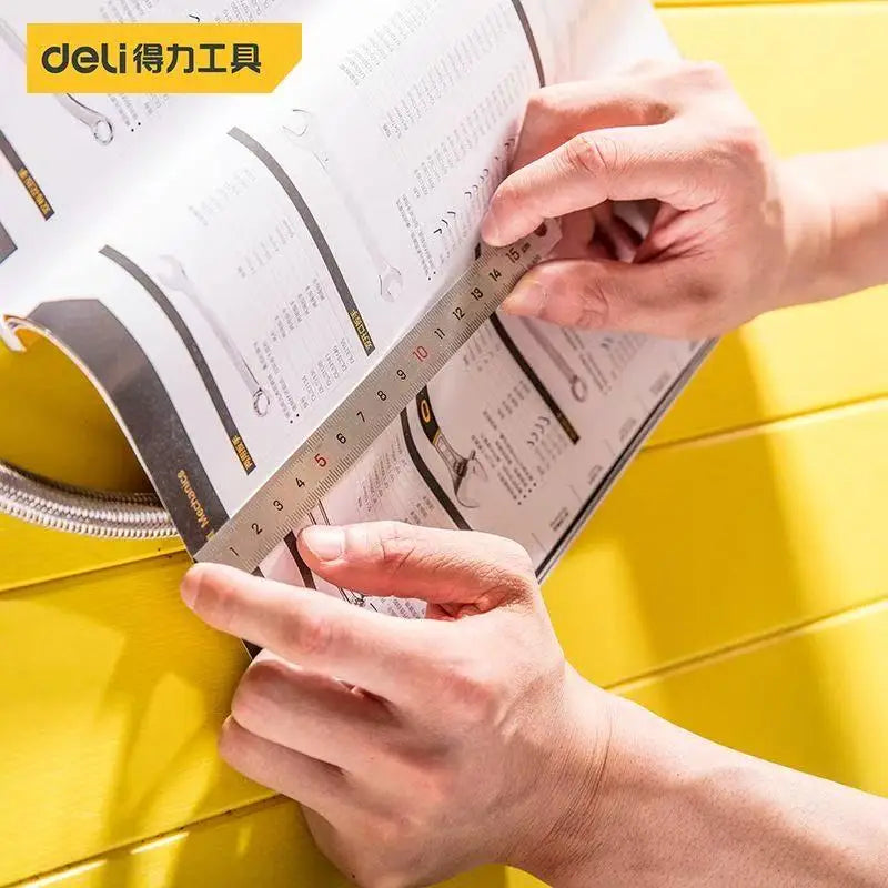 Deli 1 Pcs 15/20/30/50cm Multi-standard Measuring Ruler Stainless Steel Woodworking Portable Hand Percision Measuring Tools