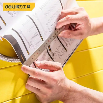 Deli 1 Pcs 15/20/30/50cm Multi-standard Measuring Ruler Stainless Steel Woodworking Portable Hand Percision Measuring Tools