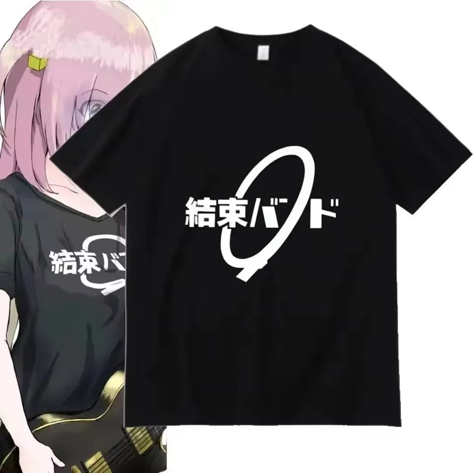 Unisex Anime Cos BOCCHI THE ROCK Hitori Gotoh Ljichi Nijika Cotton Casual Short Sleeve Tees High Quality Streetwear
