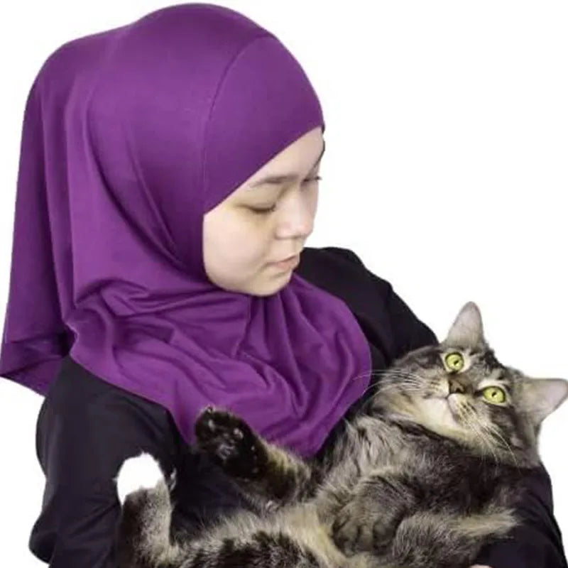 Easy To Wear Girls Kids Muslim 1 Piece Amira Practical Hijab Headscarf Instant Scarf Islamic Comfort Headwear for 3-7 Y