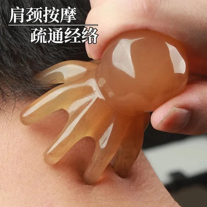 Resin Octopus Massage Comb Head Meridian Scraping Scalp Massage Brush Acupuncture SPA Gua Sha Massage Comb for Fatigue Relief