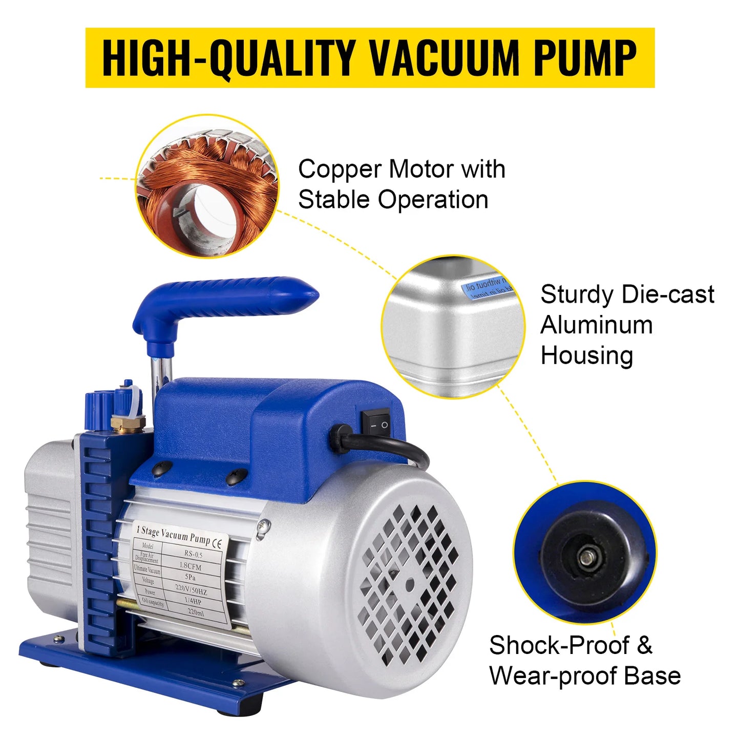 SucceBuy 1.8 CFM - 4.8 CFM Refrigerant Vacuum Pump Kits HVAC 1/3HP 1/4 HP with Manifold Gauge for Household Air Conditioning